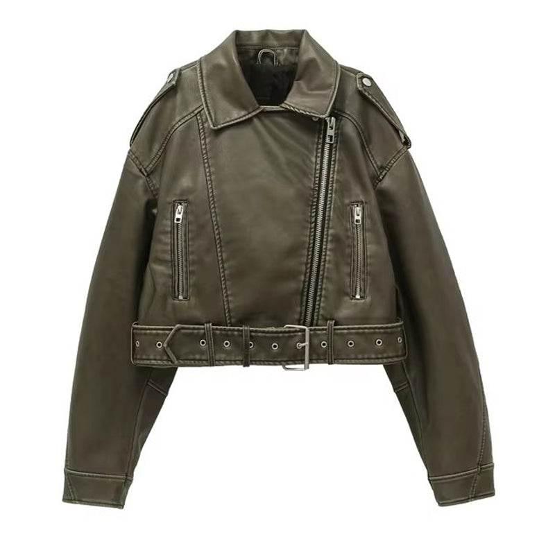 Women Carbon Vintage Lambskin Leather Jacket