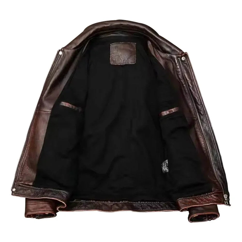 Mens Vintage Brown Distressed Leather Jacket