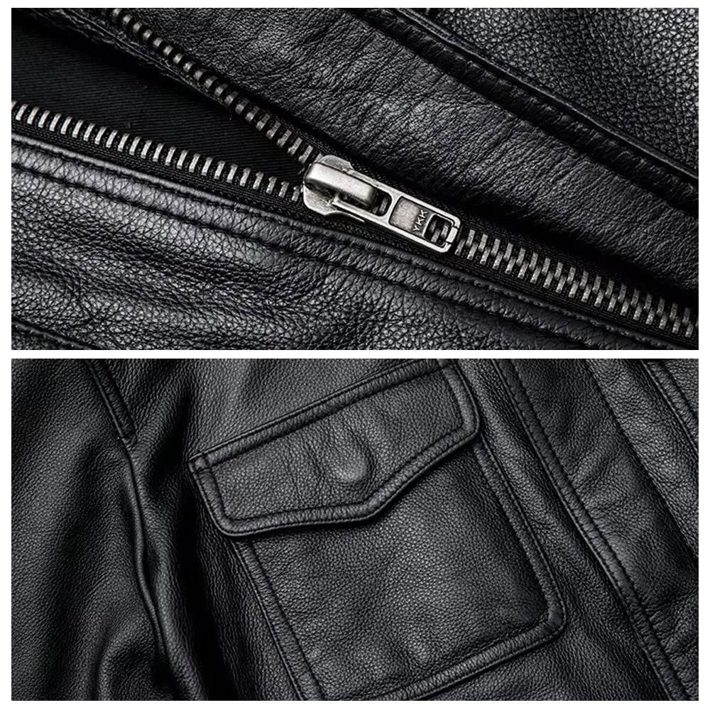 Black Leather Trucker Jacket For Men