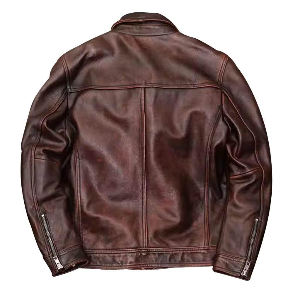 Mens Vintage Brown Distressed Leather Jacket
