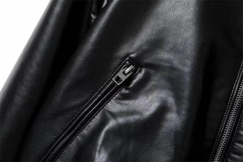 Womens Black Real Leather Bomber Jacket Stand Collar