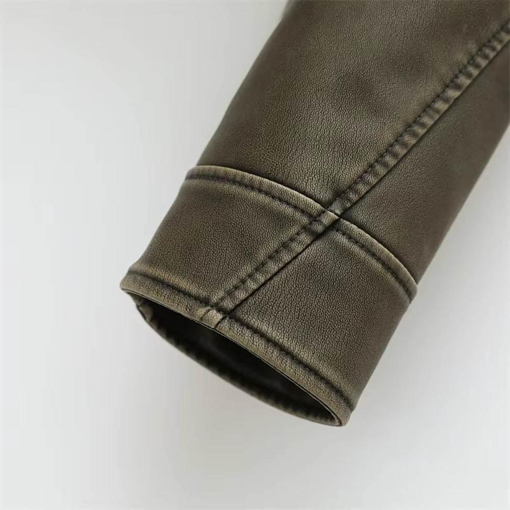 Women Carbon Vintage Lambskin Leather Jacket