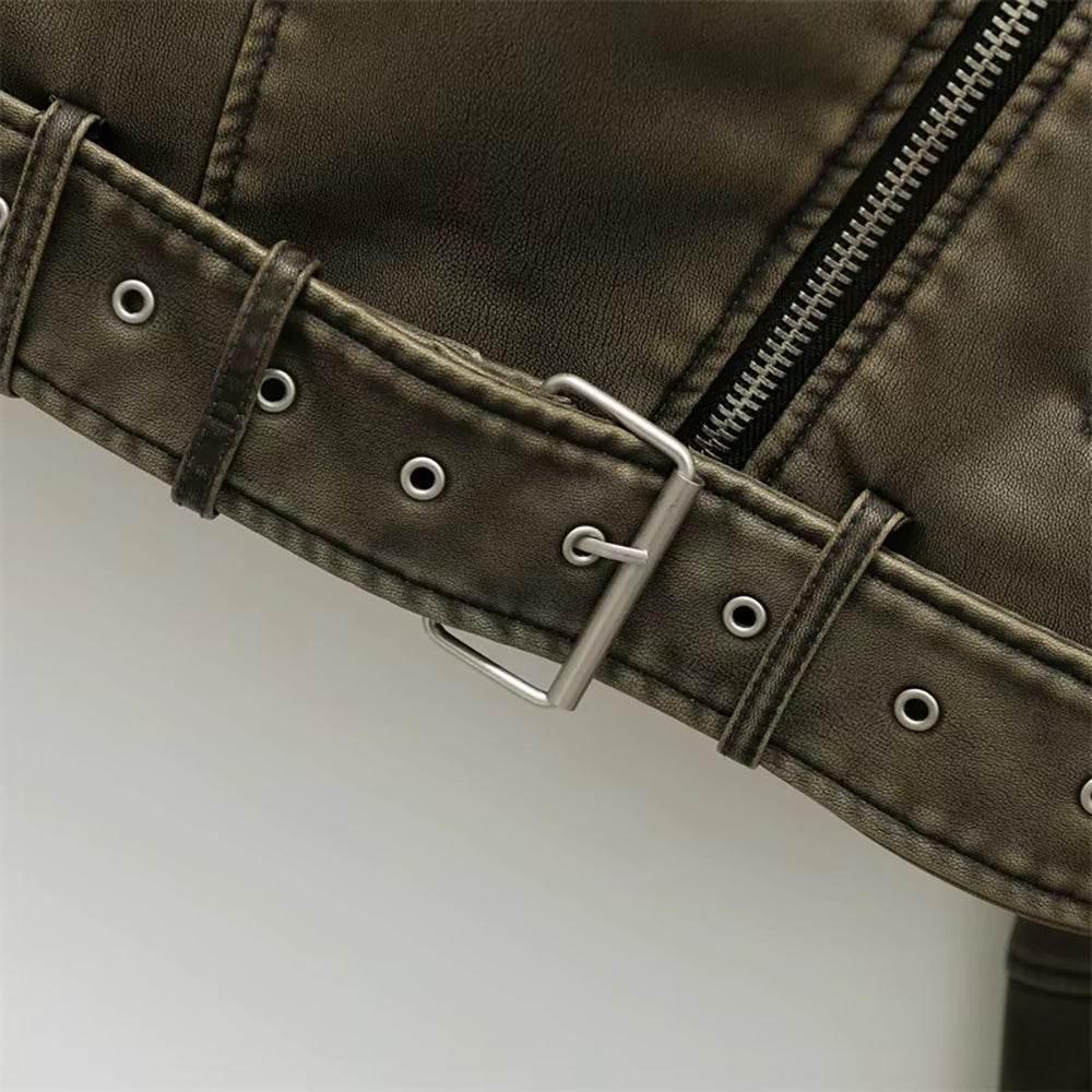 Women Carbon Vintage Lambskin Leather Jacket