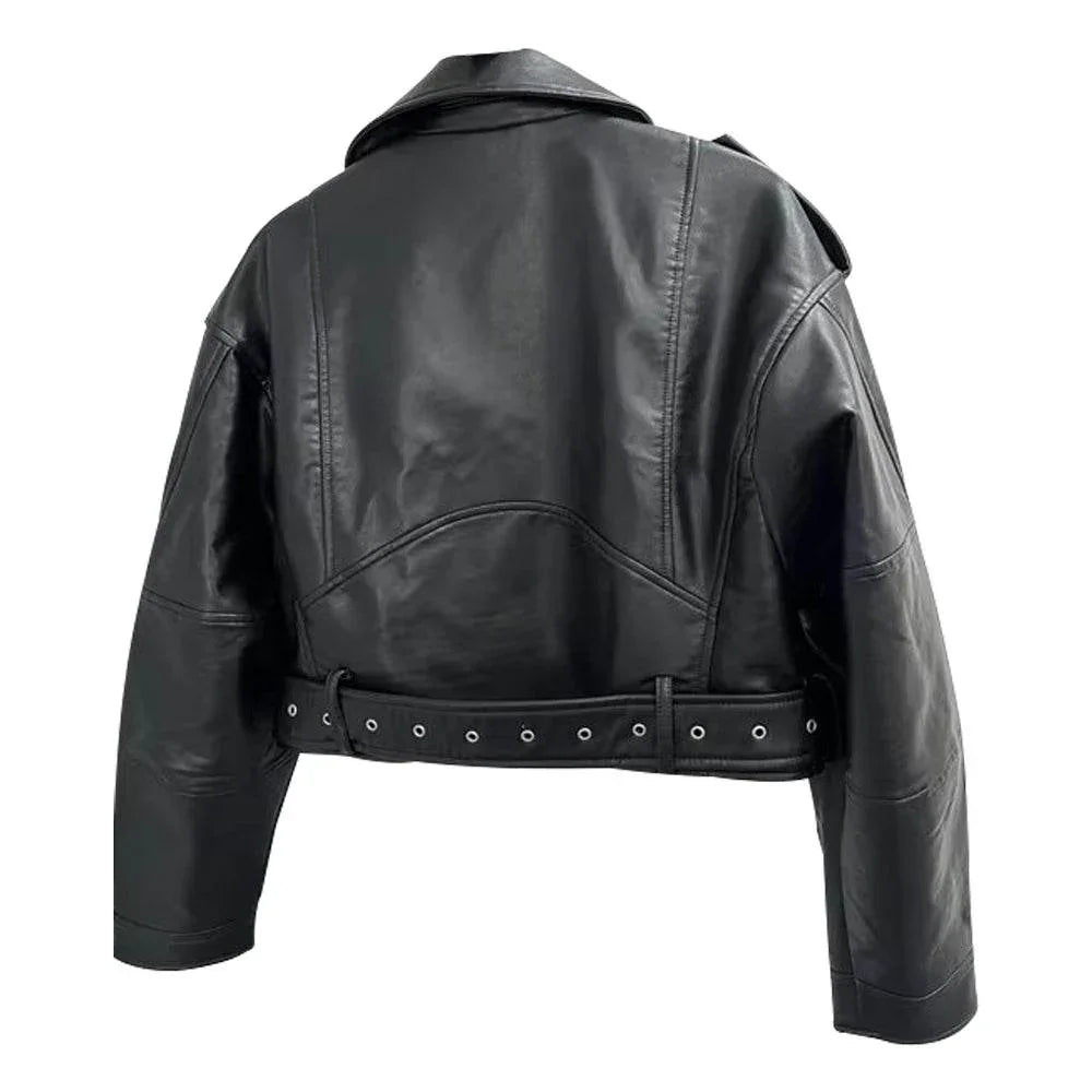 Womens Asymmetrical Black Leather Jacket