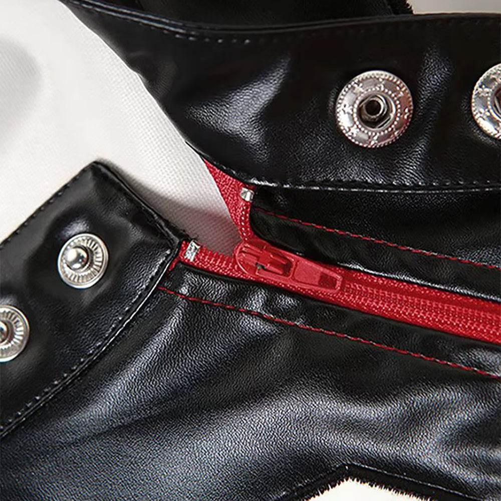 Womens Red Copped Leather Jacket