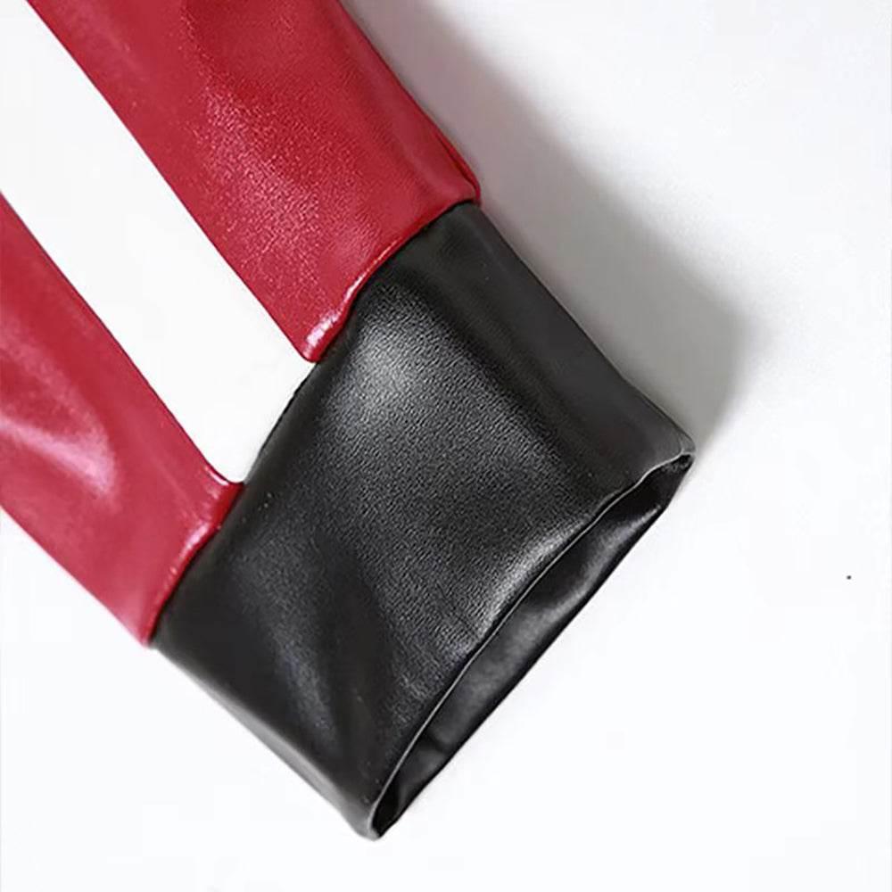 Womens Red Copped Leather Jacket