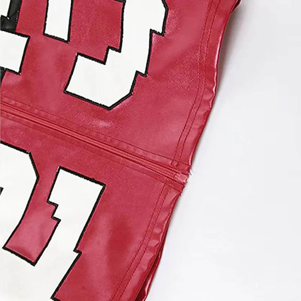 Womens Red Copped Leather Jacket