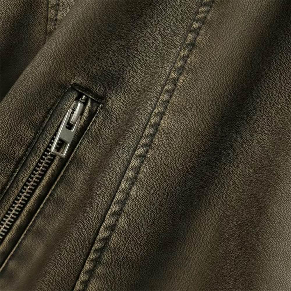 Women Carbon Vintage Lambskin Leather Jacket