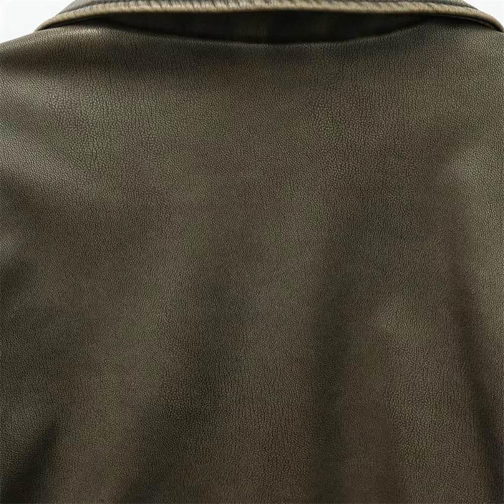 Women Carbon Vintage Lambskin Leather Jacket