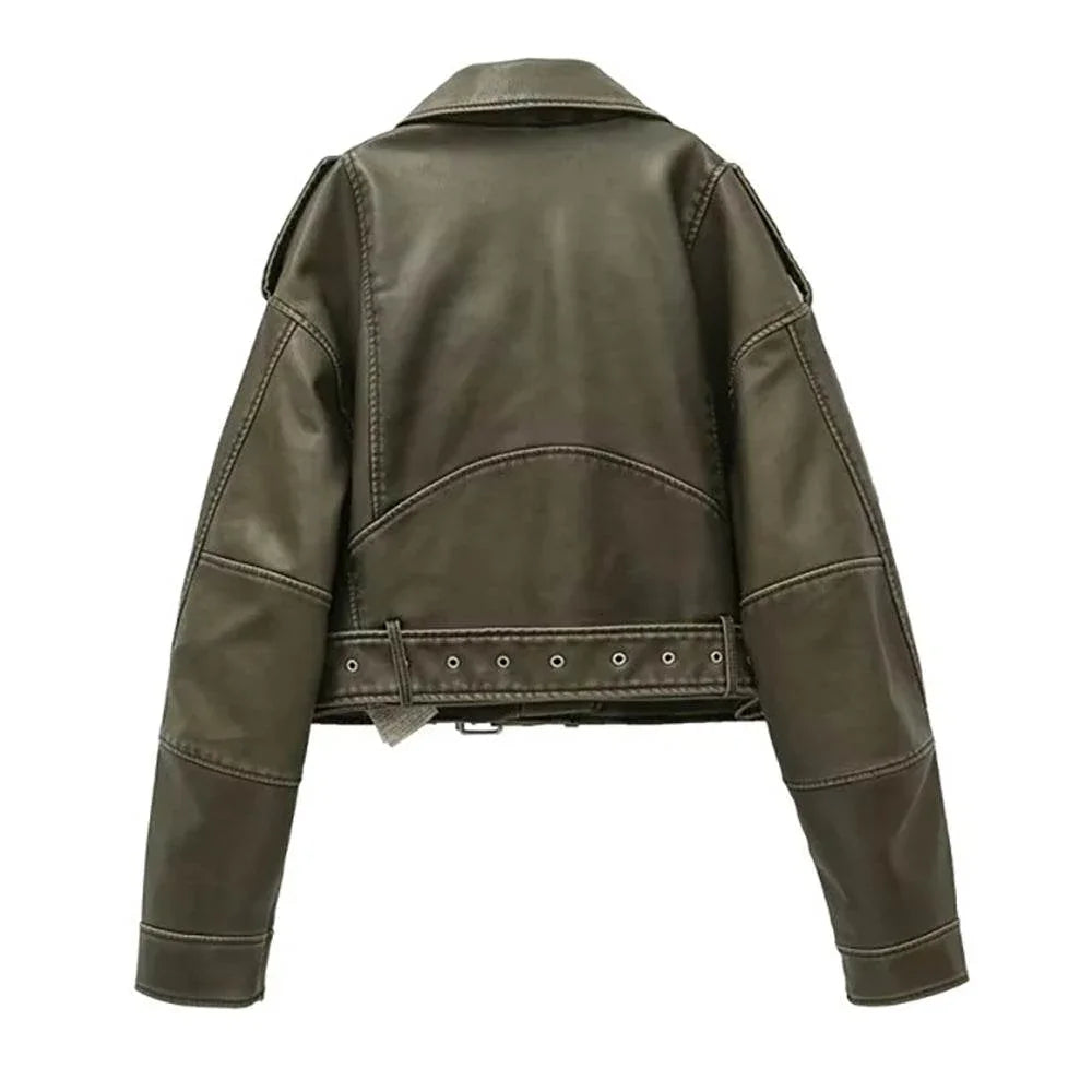 Women Carbon Vintage Lambskin Leather Jacket