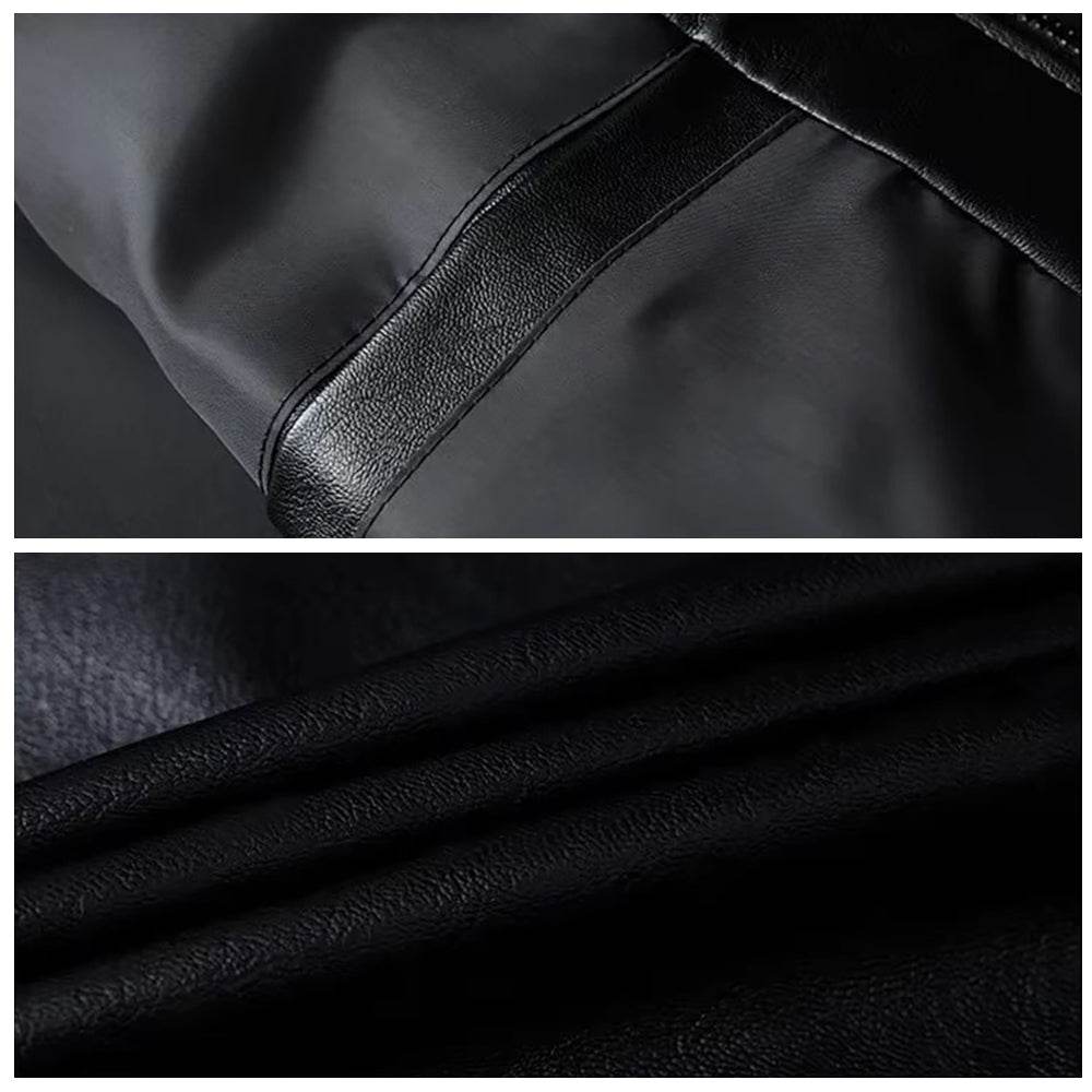 Black Leather Bomber Jacket For Men