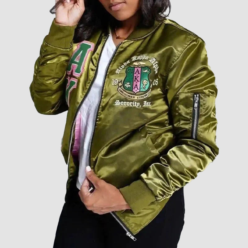 AKAAlphaKappaGreenSatinJacket