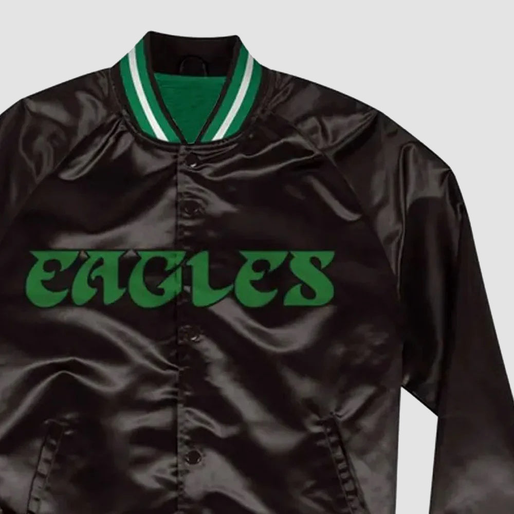 Black-Satin-Philadelphea-Eagles-Jacket-Mens