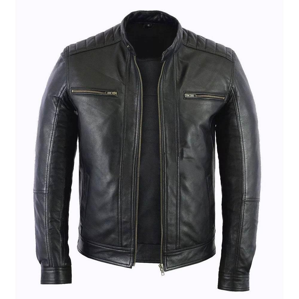 Cafe Racer Black Leather Jacket for Men