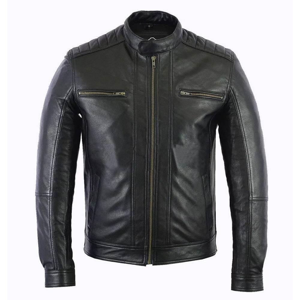 Cafe Racer Black Leather Jacket for Men
