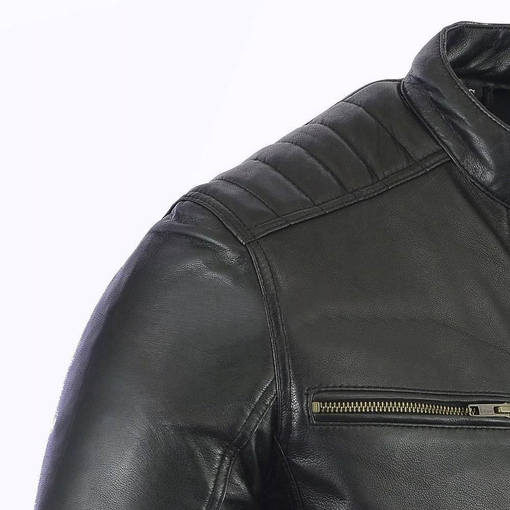 Cafe Racer Black Leather Jacket for Men