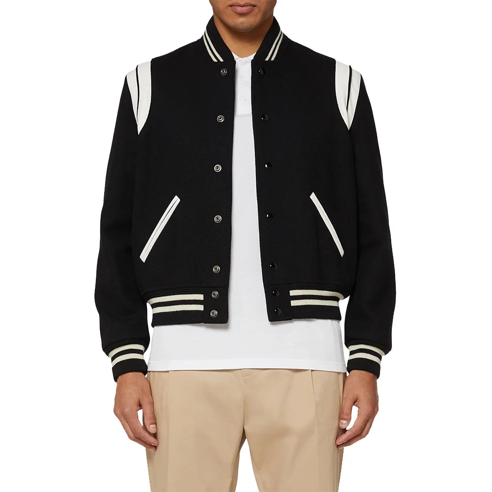 Men's Black and White Varsity Jacket