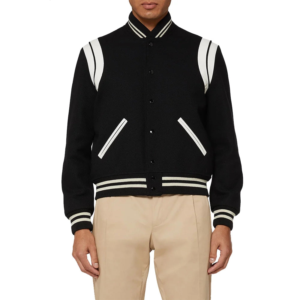 Men's Black and White Varsity Jacket