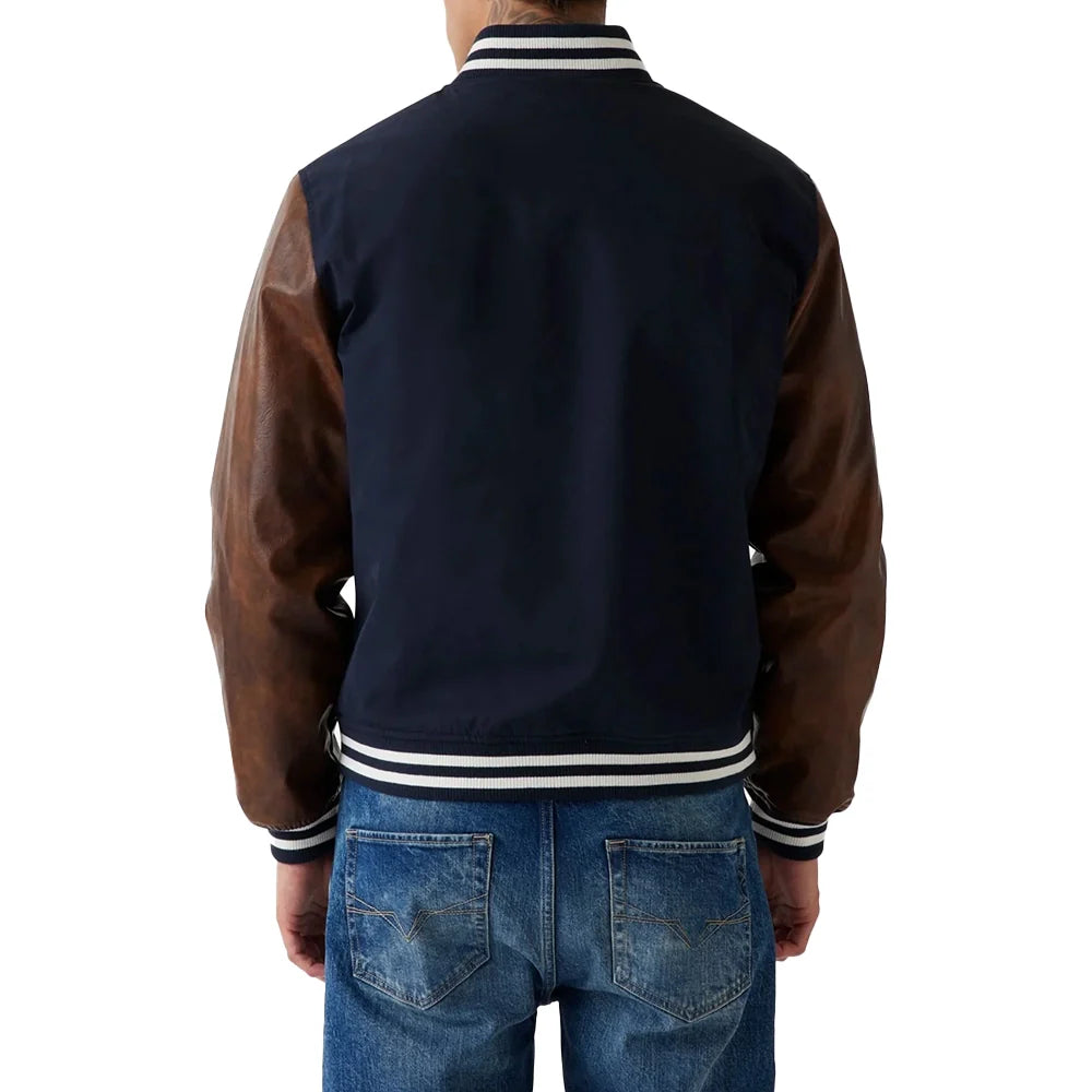 Men's Wool Blend Navy Blue Varsity Jacket