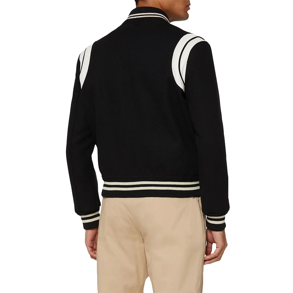 Men's Black and White Varsity Jacket