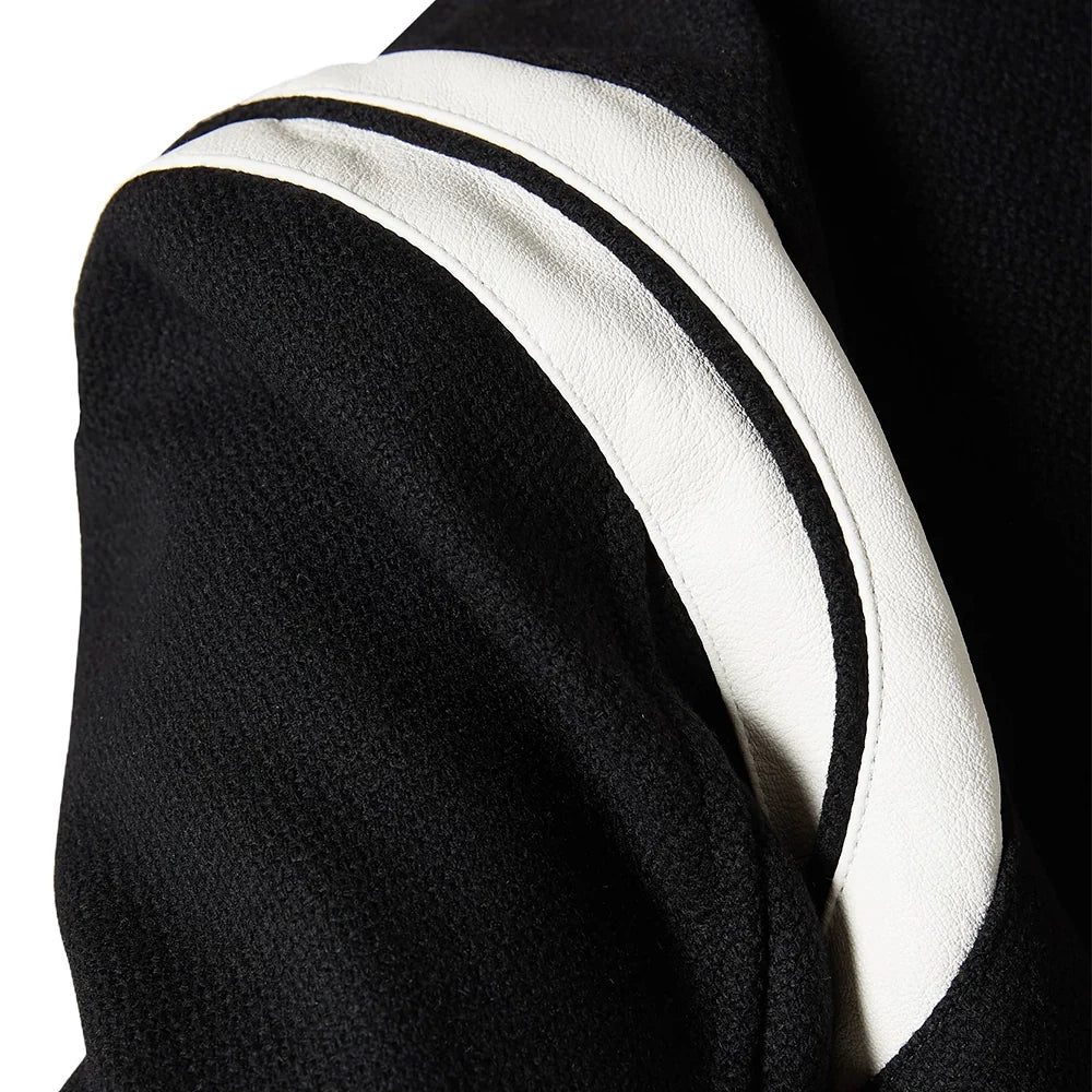 Men's Black and White Varsity Jacket